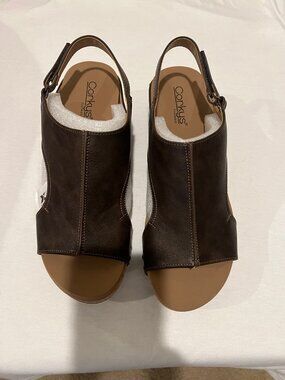 New Corkys Volta 11 Chocolate Smooth Wedge Sandals S 11 NIB Comfort